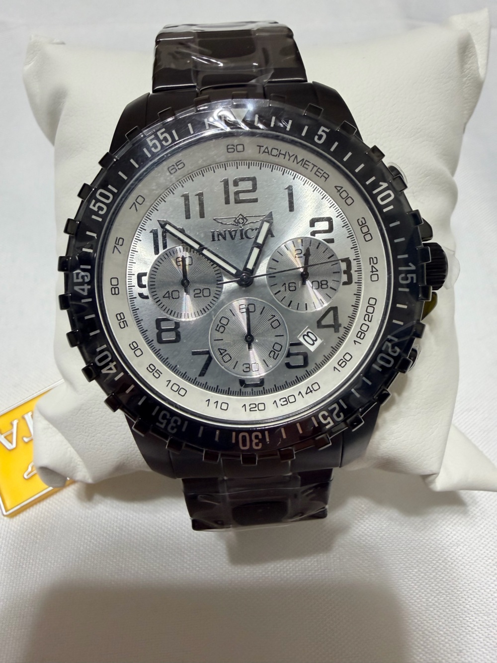 Invicta Men’s Specialty Silver Dial Chronograph Watch with Black Bezel